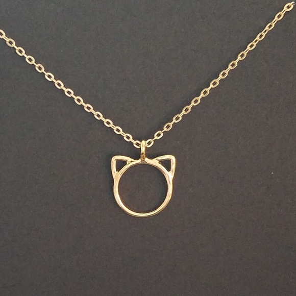 Gold cat necklace, cat jewelry, kitty necklace - Picture 4 of 4